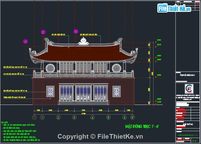 CAD NHÀ THỜ HỌ,nhà thờ họ,nhà thờ họ đào,Nhà thờ 7.2x14.7m